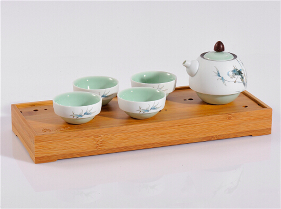 古婺窯火 般若系列 般若B玉砂畫面 一壺四杯一茶盤 茶盤包裝 般若B（玉砂畫面）