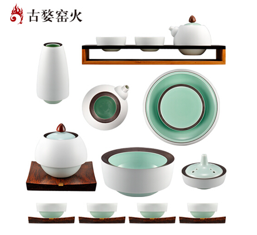 古婺窯火婺州瓷 般若系列 般若大全套內青外白19件套 禮盒包裝 般若大全套（內青外白)