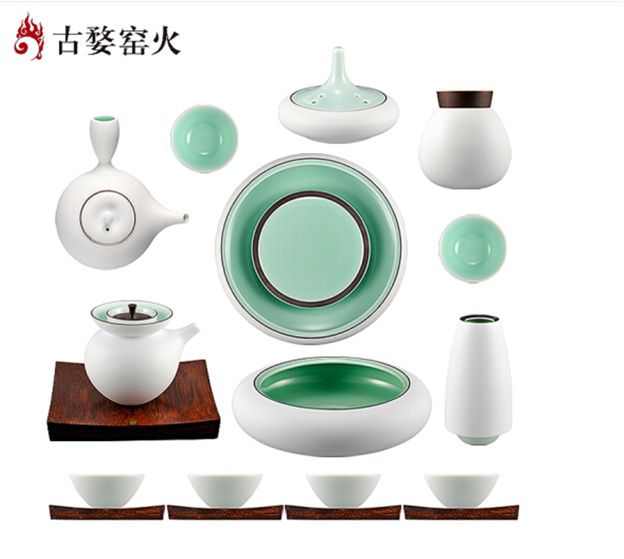 古婺窯火 觀自在系列 觀自在大全套內(nèi)青外白18件套 禮盒包裝 觀自在大全套