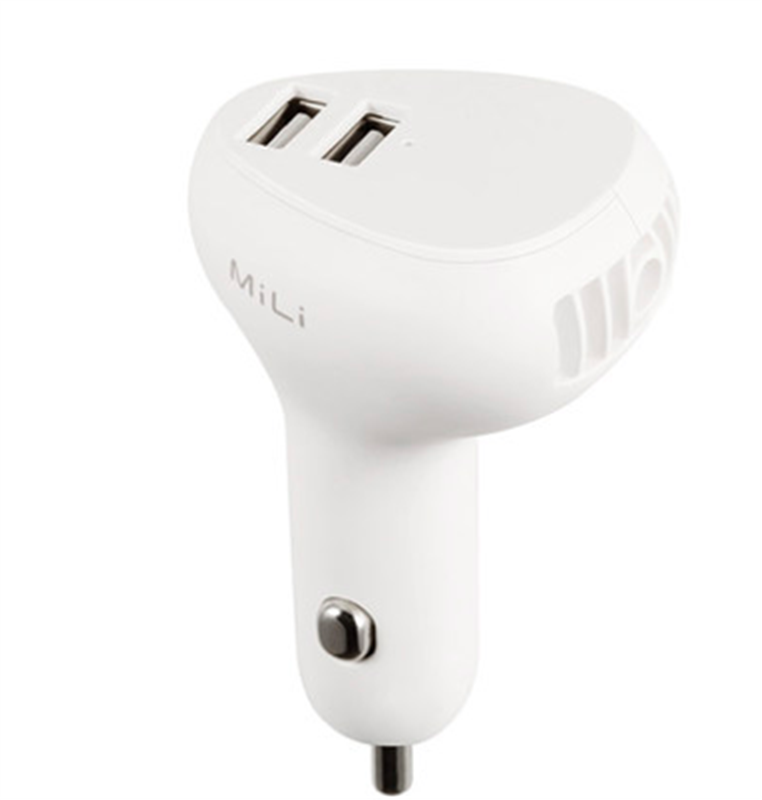 MiLi車載充電器頭汽車充點(diǎn)煙器快充一拖二多功能凈化器usb轉(zhuǎn)接口