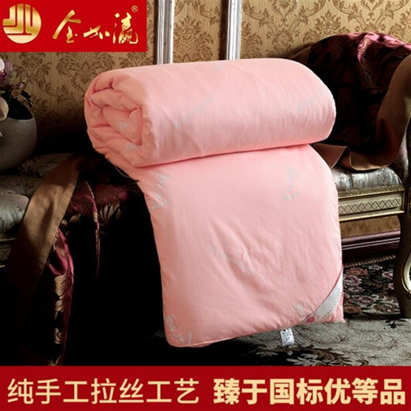 金加瀛 100%蠶絲被芯 春秋被 四季被子 手工超柔優(yōu)等蠶絲 全棉面料 粉色 蠶絲凈重3斤 1.8米床 220*240cm