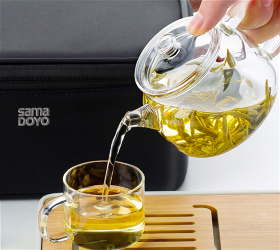 尚明samadoyo 隨身戶外旅行功夫耐熱玻璃茶具便攜包套裝一壺四杯 L003