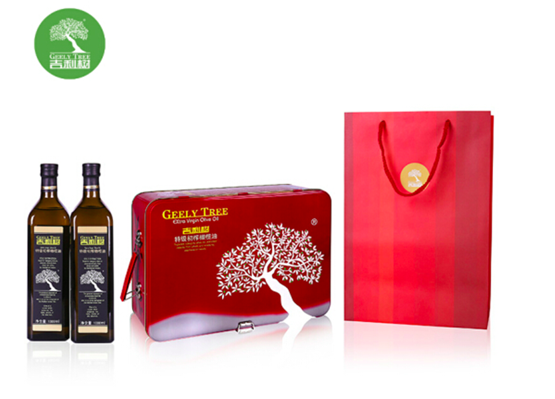 【吉利樹】西班牙特級(jí)初榨橄欖油1L*2瓶 紅鐵禮盒