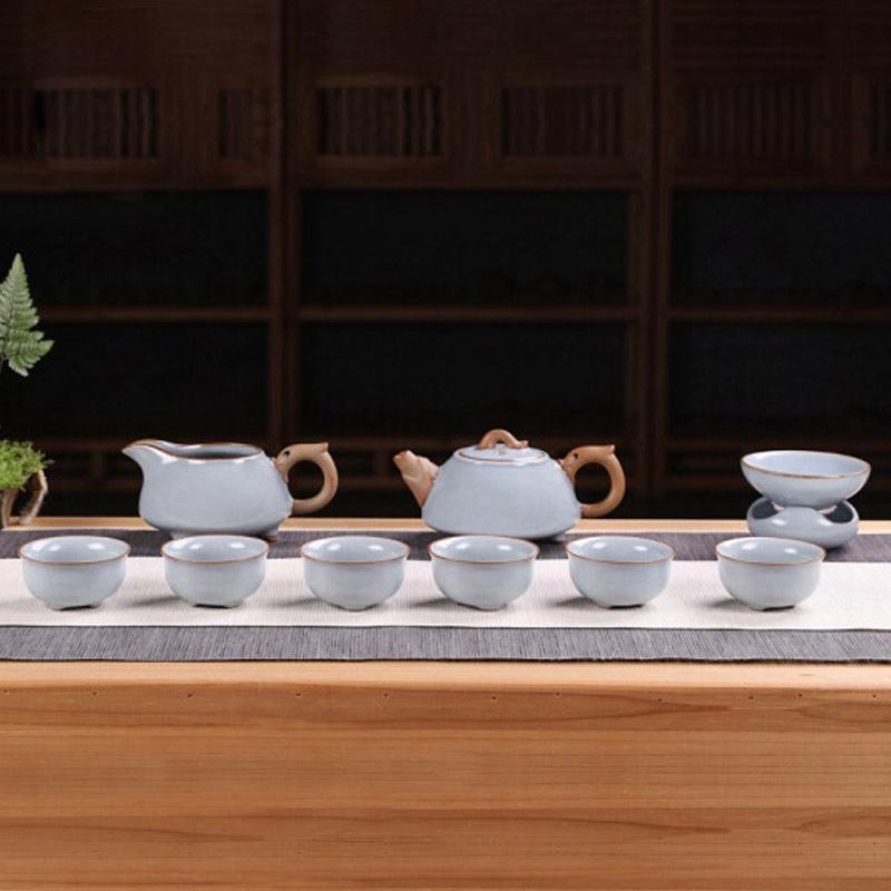 寶石藍(lán)鼎盛輝煌汝窯10入茶具
