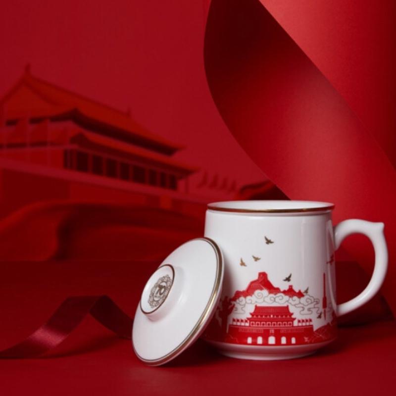 70周年大師茶敘高士杯紅木筆辦公套裝