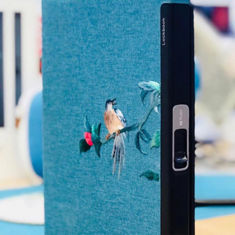 指紋鎖筆記本中國風(fēng)湘繡日記指紋手帳記事商務(wù)男女禮品