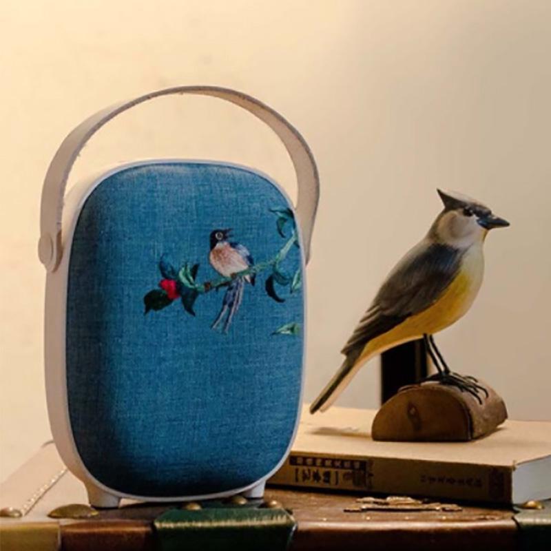 中國手工刺繡音箱無線藍(lán)牙音響便攜 中國特色禮品送老外創(chuàng)意民族風(fēng)婦女節(jié)女生節(jié)禮物送男女朋友 青碧色