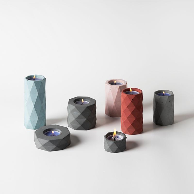 北歐ins燭光晚餐簡(jiǎn)約幾何多色蠟燭臺(tái)歐式香薰浪漫燭托餐廳擺件