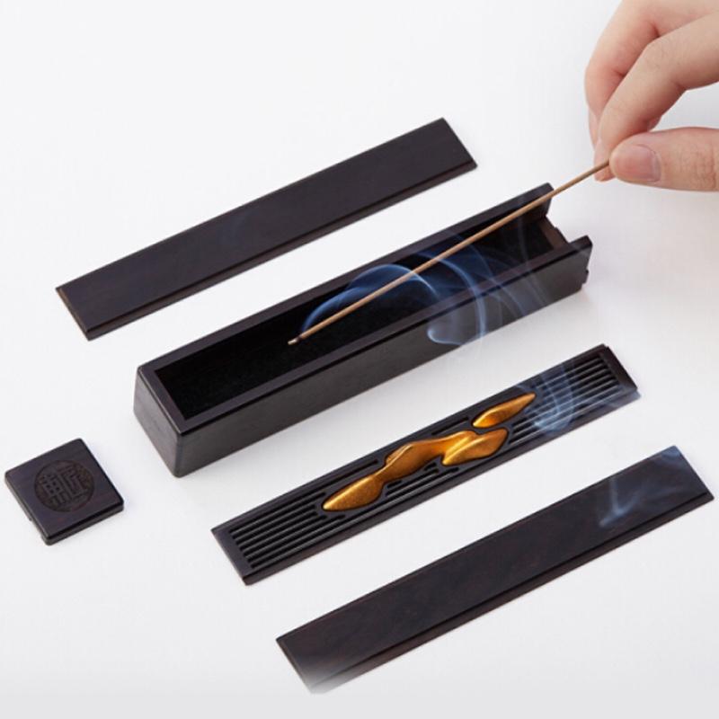 東匠高檔創(chuàng)意紫光檀香插香爐香具禮物便攜隨身香盒香器具 藏山香盒