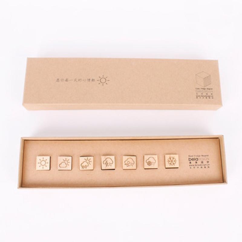 本來(lái)設(shè)計(jì)天氣冰箱吸創(chuàng)意木質(zhì)酒店商務(wù)定制禮品生日禮物女原木磁貼