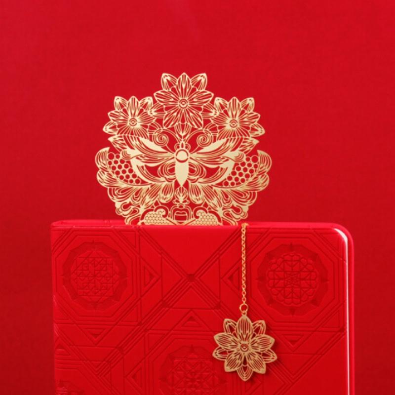 故宮 萬福花簪金屬書簽 銅制書簽 創(chuàng)意中國風(fēng)書夾禮品禮物 萬?；⒔饘贂?如意