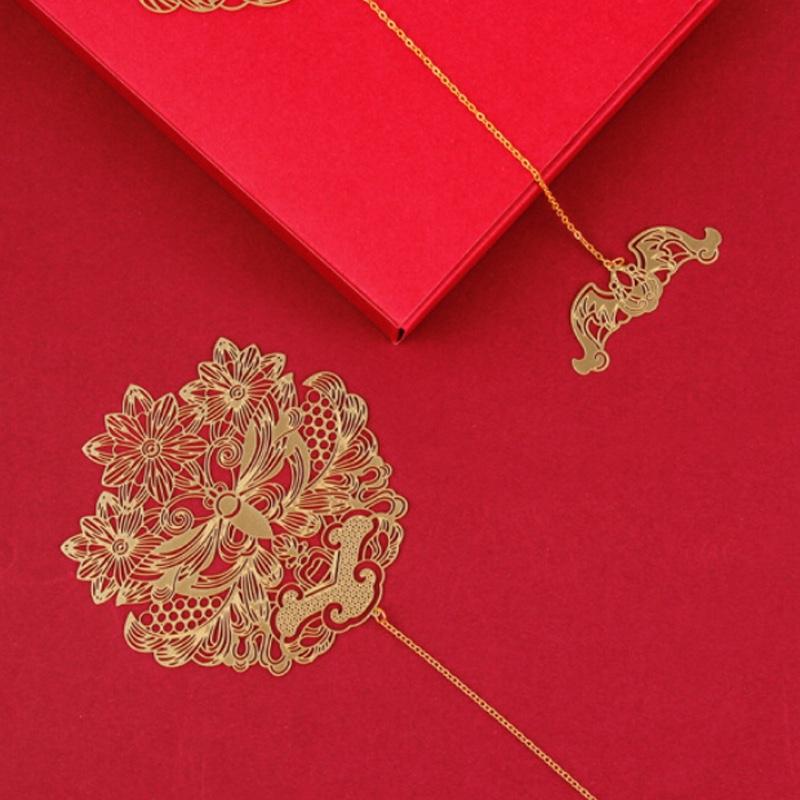 故宮 萬?；⒔饘贂?銅制書簽 創(chuàng)意中國風(fēng)書夾禮品禮物 萬?；⒔饘贂?如意