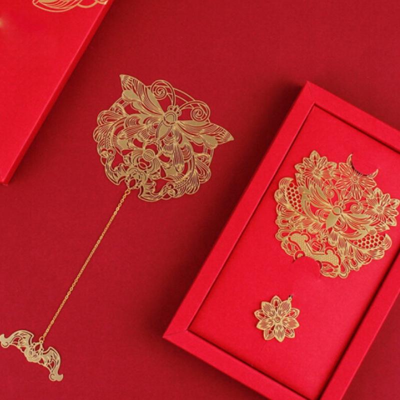 故宮 萬?；⒔饘贂?銅制書簽 創(chuàng)意中國風(fēng)書夾禮品禮物 萬?；⒔饘贂?如意