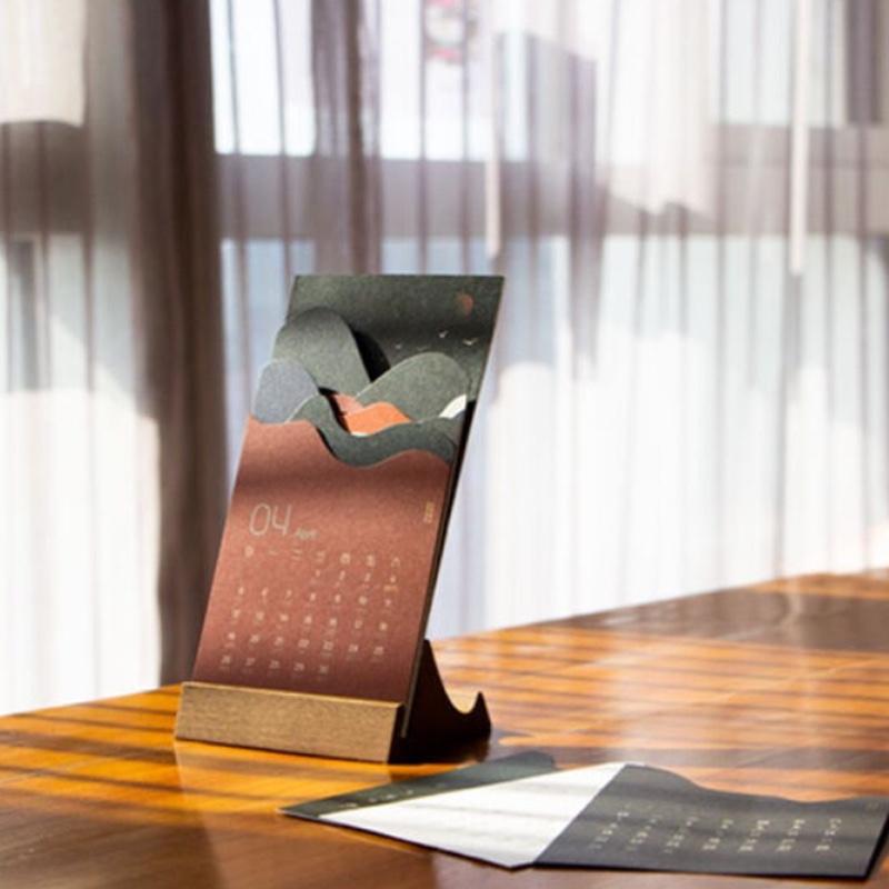 2020年日歷有時候山河故歷文化創(chuàng)意木質(zhì)臺歷桌面擺件商務(wù)企業(yè)定制新年圣誕生日禮物 2020年 胡桃色