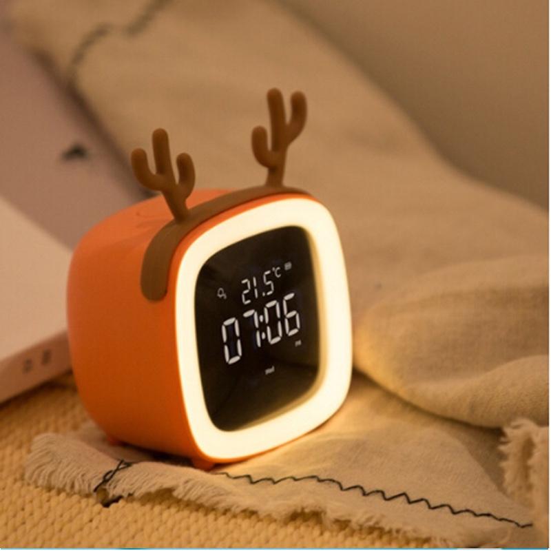 萬火創(chuàng)意學(xué)生迷你小時鐘智能家居貪睡拍拍鬧鐘臥室起夜led暖光燈萌寵TV夜燈鬧鐘