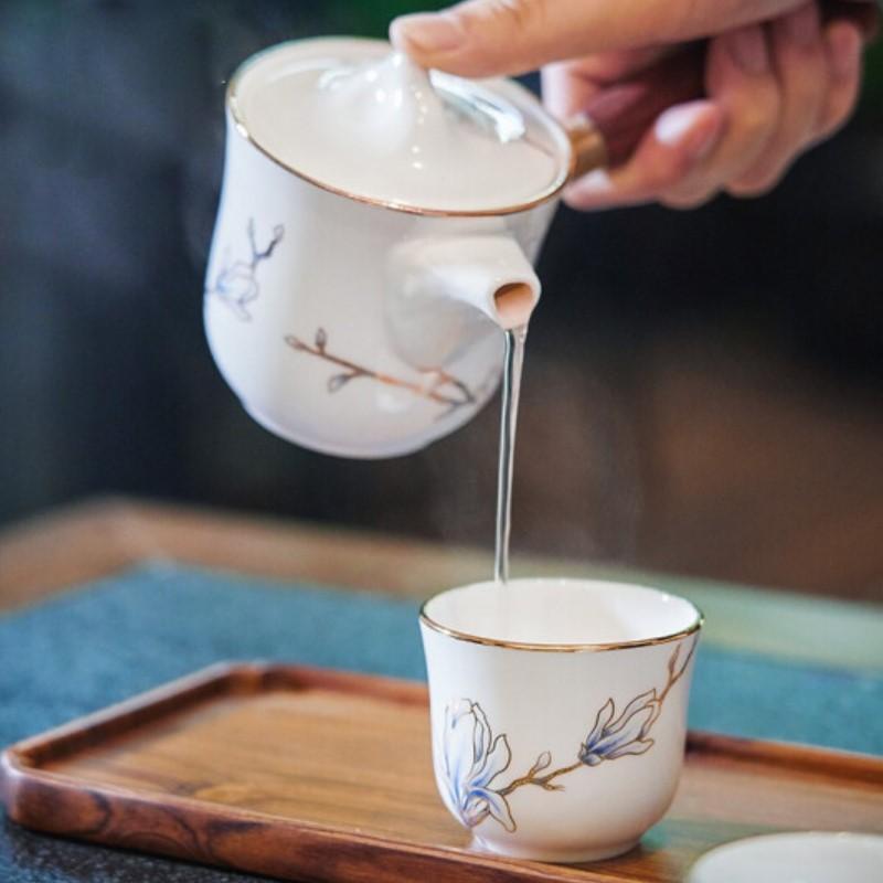 瑪戈隆特 進博盛宴一壺兩杯便攜旅行茶具套裝 骨瓷家用功夫茶具快客杯 禮盒裝