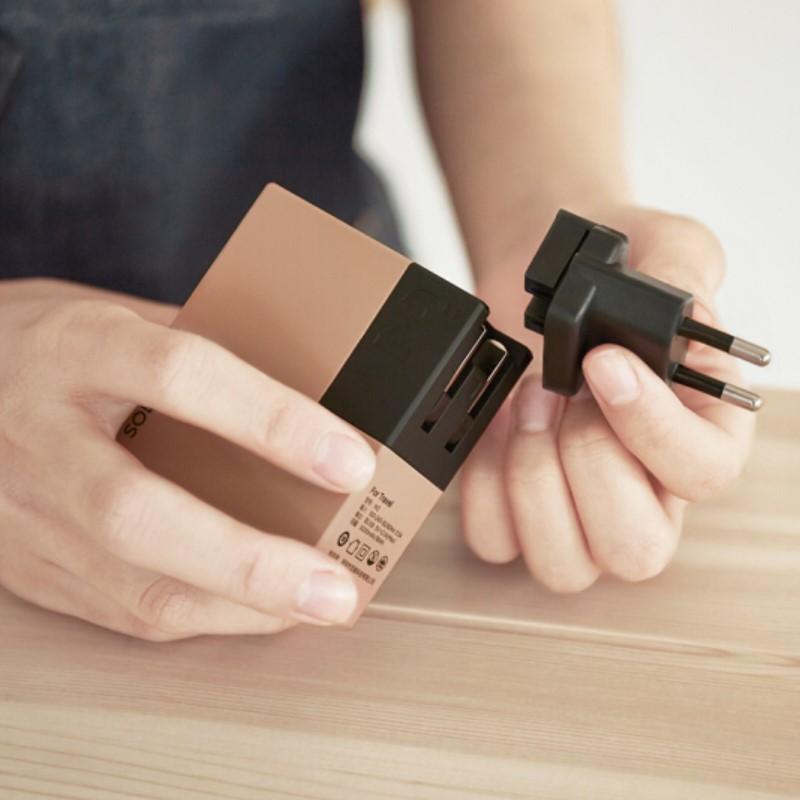 solove素樂移動(dòng)電源充電器二合一自帶插頭旅行商務(wù)便攜小巧迷你5000毫安隨走隨沖國(guó)際通用充電寶 石灰?guī)r 