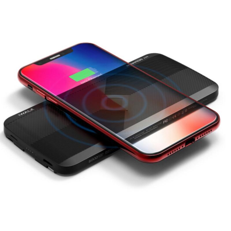 愛沃可（iWALK）無線充電寶快充便攜移動電源自帶線iPhone X/8/7三星華為小米type-c 黑色 