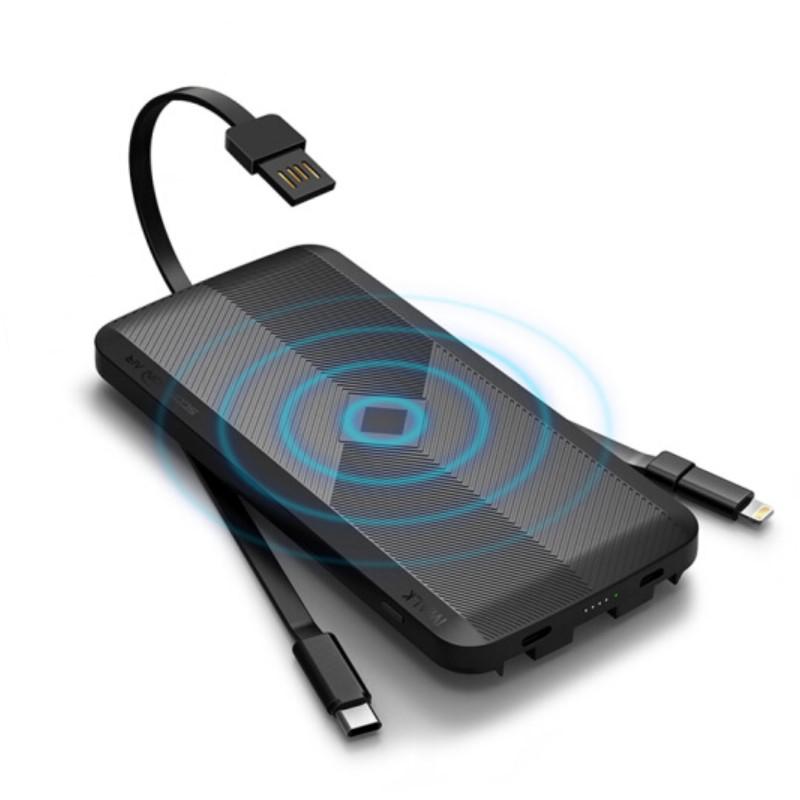 愛沃可（iWALK）無線充電寶快充便攜移動電源自帶線iPhone X/8/7三星華為小米type-c 黑色 