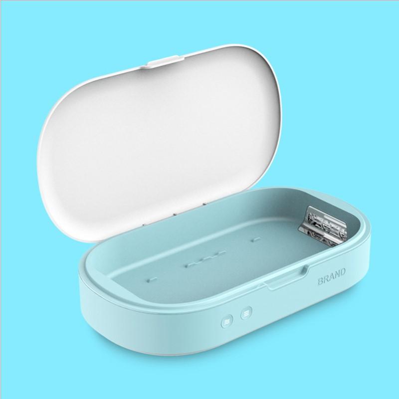 新款紫外線手機口嘴罩消毒機器 多功能全自動消毒盒紫外線消毒燈箱殺防菌疫 紫外線口 天藍色 