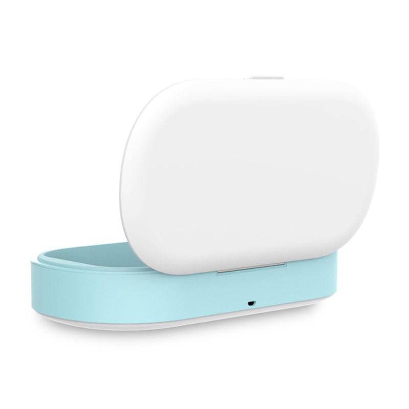 新款紫外線手機口嘴罩消毒機器 多功能全自動消毒盒紫外線消毒燈箱殺防菌疫 紫外線口 天藍色 