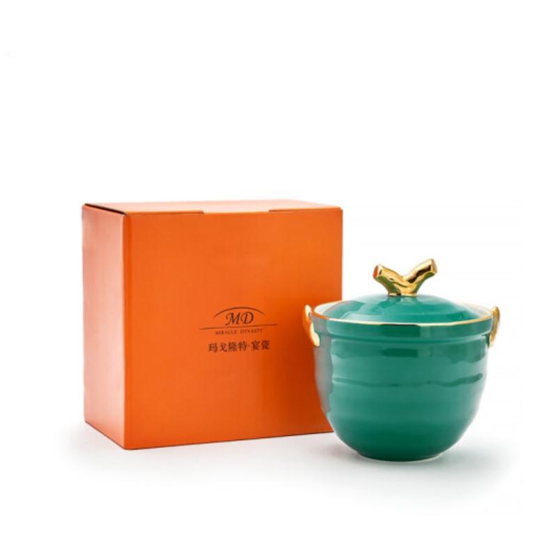 瑪戈隆特 行云系列湯盅燉盅燕窩盅糖水盅 家用餐具散件自選 禮盒裝 松綠色 