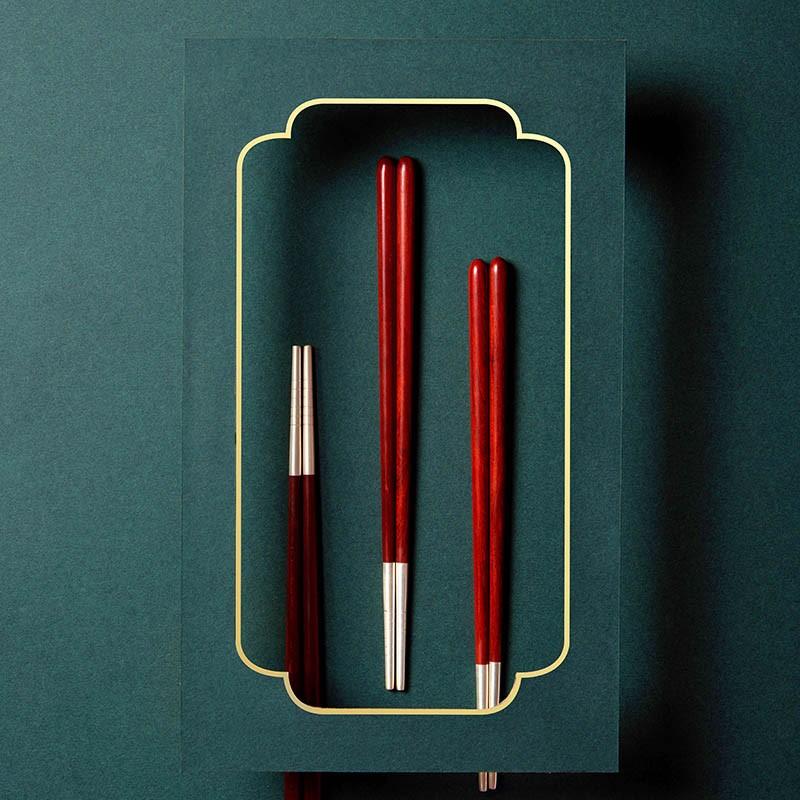 雅物  東一紅木筷·玲瓏隨身銀箸