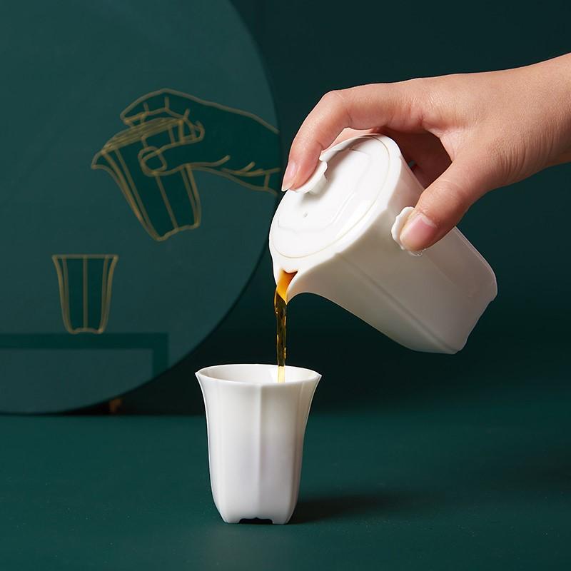 如意簡茶組白玉瓷茶器 一器兩杯
