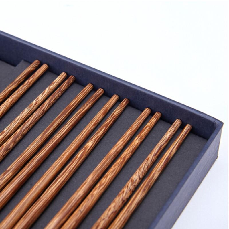 清樸堂 箸意6雙裝 筷子筷架禮物生日高檔禮盒裝日式餐具創(chuàng)意紀念品實用 2.0雞翅木+筷架