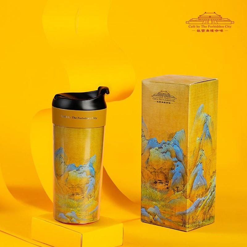 故宮角樓咖啡宮廷隨行杯千里江山圖隨手杯便攜隔熱創(chuàng)意水杯禮物 