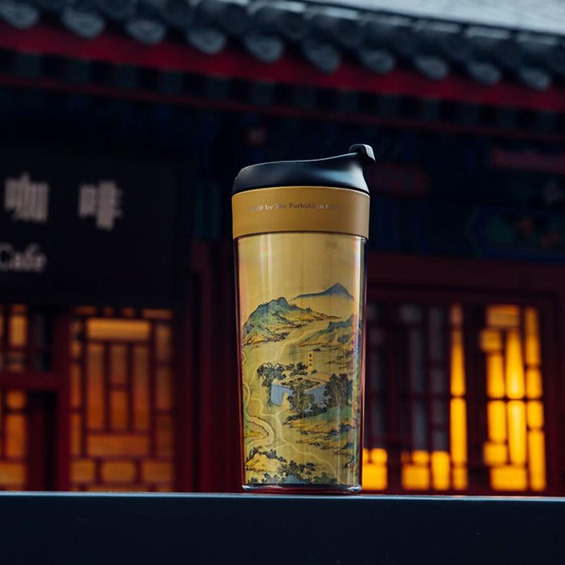 故宮角樓咖啡宮廷隨行杯絲路山水地圖隨手杯便攜隔熱創(chuàng)意水杯禮物 