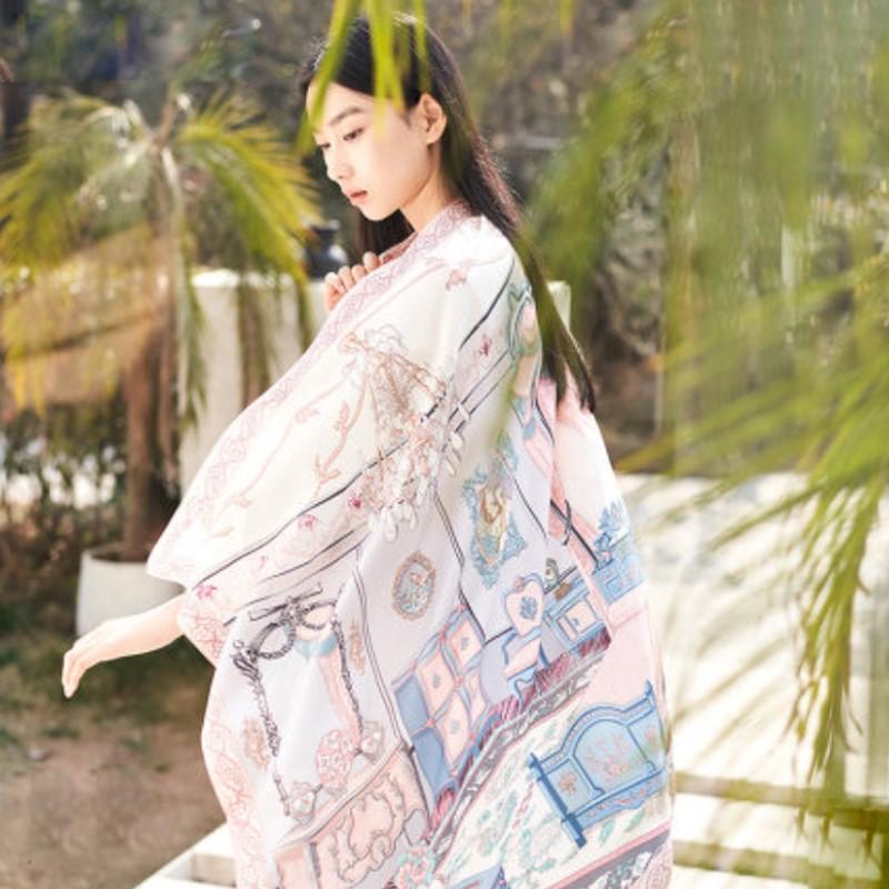 萬事利春夏新品真絲絲巾雙面印花絲巾女時(shí)尚百搭大方巾 安妮公主