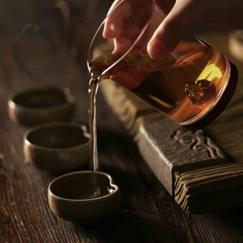 不覺堂木璃公道杯臺灣耐高溫純手工內(nèi)設銀飾茶道配件透明玻璃日式分茶器整套茶具