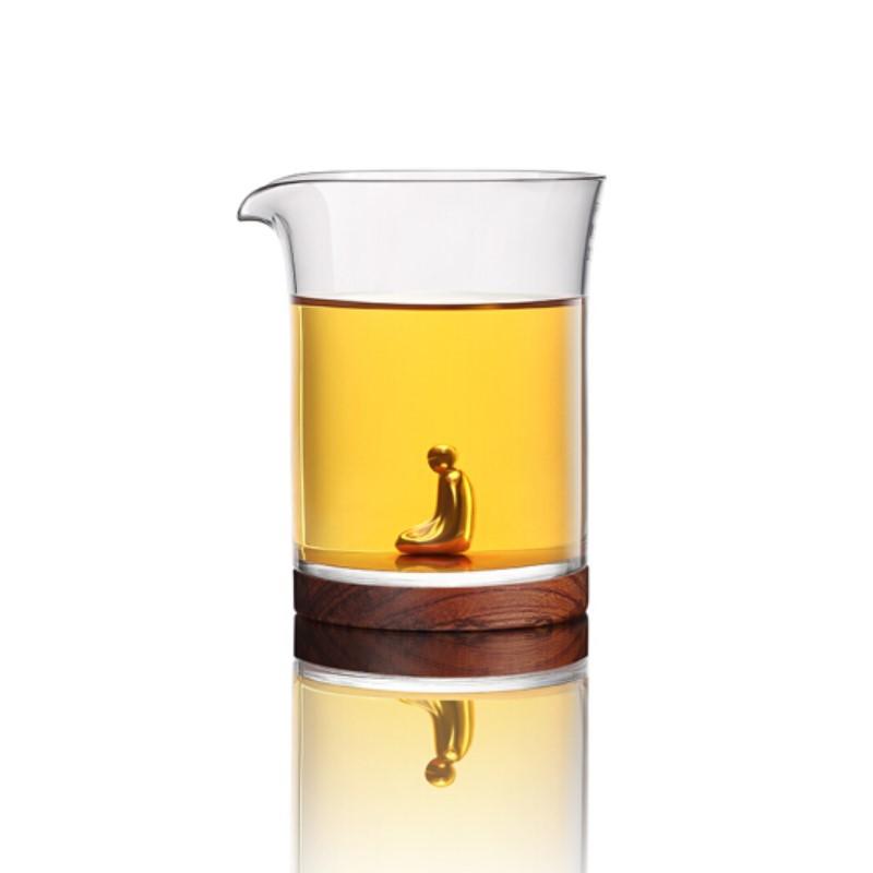 不覺堂木璃公道杯臺灣耐高溫純手工內(nèi)設銀飾茶道配件透明玻璃日式分茶器整套茶具