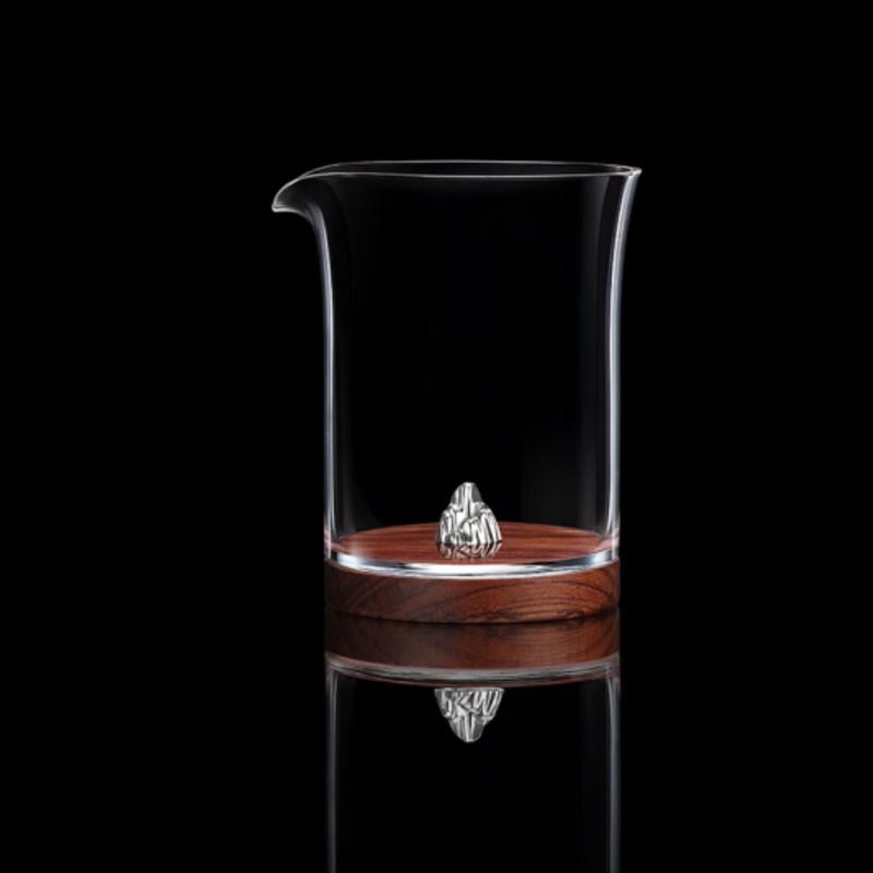 不覺(jué)堂木璃公道杯臺(tái)灣耐高溫純手工內(nèi)設(shè)銀飾茶道配件透明玻璃日式分茶器整套茶具 鉑山 竹風(fēng) 