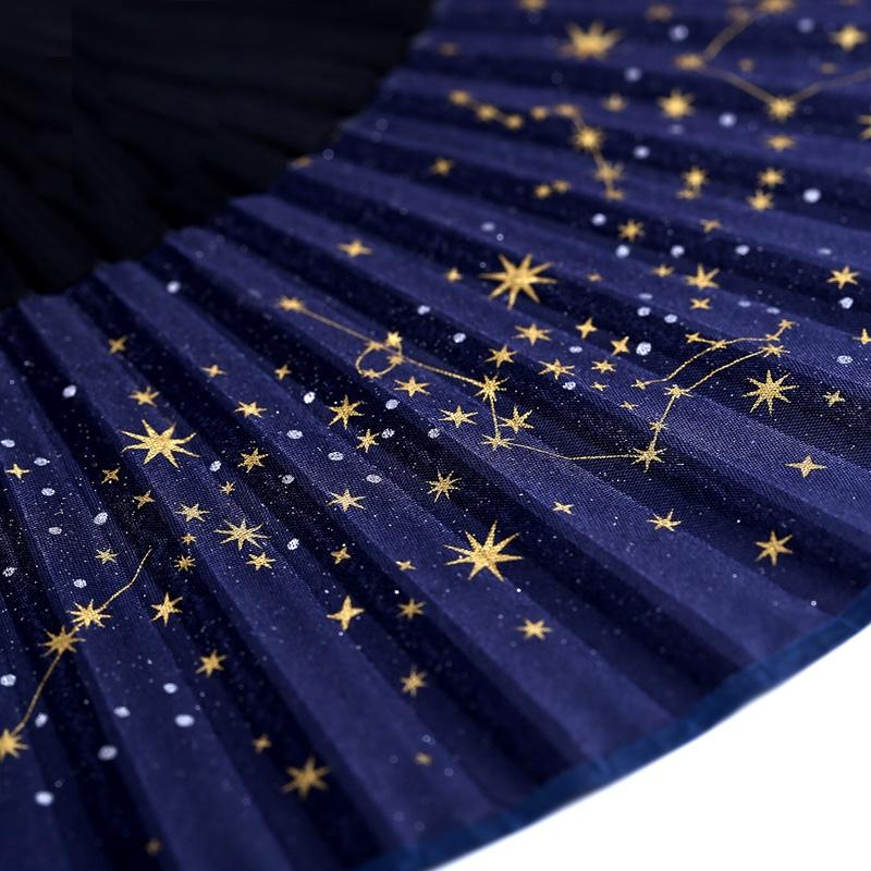 【故宮淘寶】微微風(fēng)簇浪，散作滿河星-燙金星空超薄透女士折扇