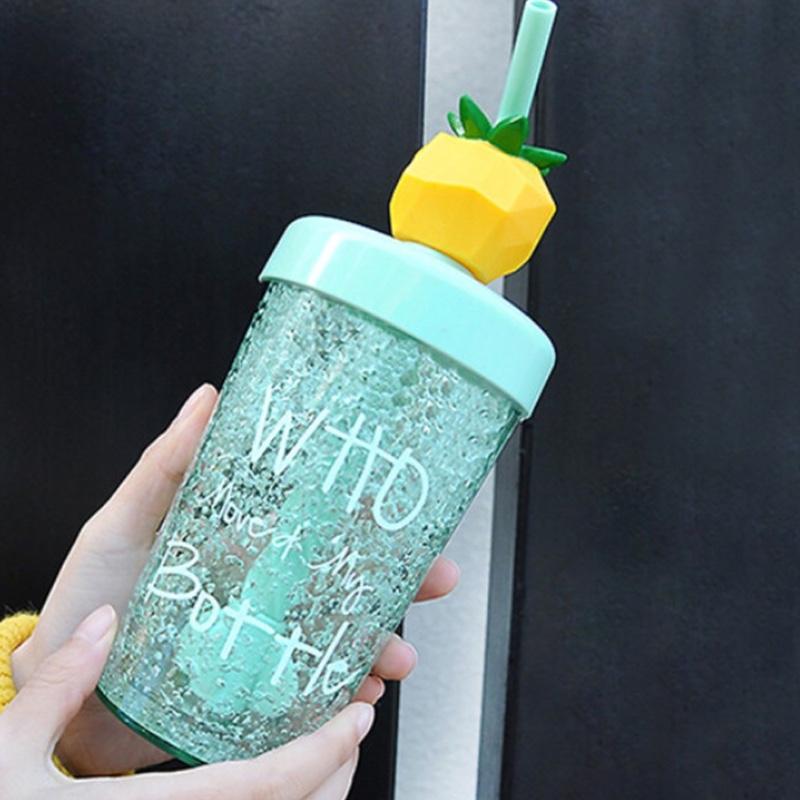 玻璃杯女學生ins風可愛萌網紅水杯清新少女創(chuàng)意水果頭攪拌杯子 藍色 270ml