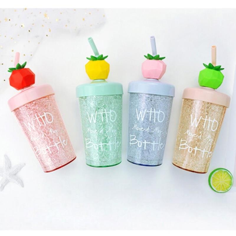 玻璃杯女學生ins風可愛萌網紅水杯清新少女創(chuàng)意水果頭攪拌杯子 藍色 270ml