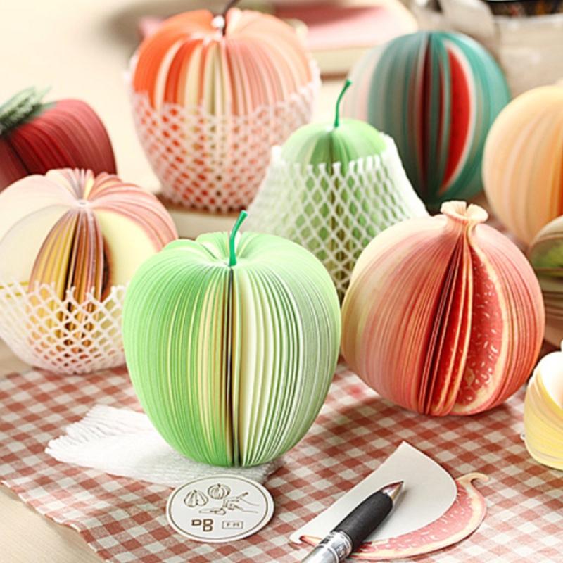 便簽貼貼紙便利貼水果造型 紅蘋果便簽本紙?zhí)O果便箋紙 卡通 一本的價格 一本約150張左 桃子 1本裝 約150張