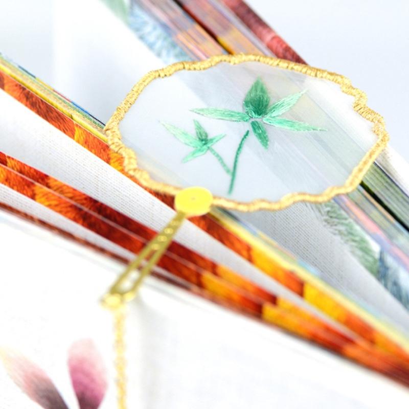 新品古風(fēng)書(shū)簽刺繡diy套件團(tuán)扇蘇繡書(shū)簽文創(chuàng)禮品復(fù)古中國(guó)風(fēng)竹子