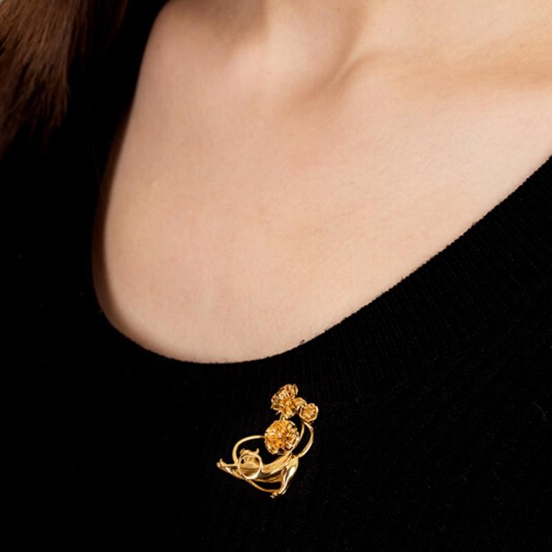 故宮文化 故宮貓倚花影胸針黃銅項(xiàng)墜文創(chuàng)禮品 生日紀(jì)念日結(jié)婚520禮物 故宮貓倚花影