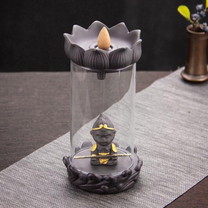 倒流香爐防風(fēng)創(chuàng)意擺件抖音同款孫悟空家用室內(nèi)客廳辦公室檀香沉香觀賞香道齊天大圣倒流香擺件香薰爐 大圣歸來+100香