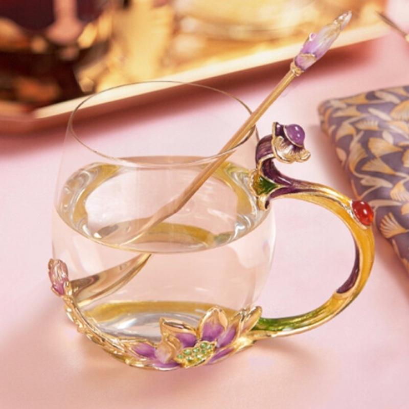 時光蜜語絲巾仙女杯套裝 真絲絲巾琺瑯彩水杯澳洲蜂蜜 送女友送女客戶