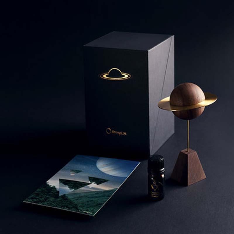 西泠印社 創(chuàng)意胡桃木小行星香薰文具擺件套裝 桌面工藝品商務禮品組合