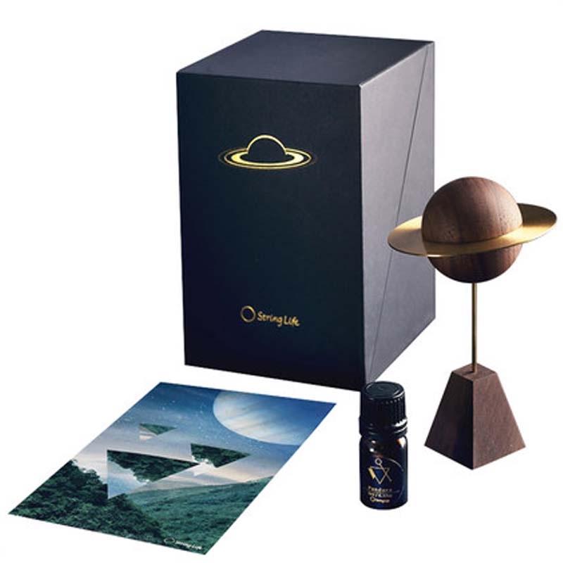 西泠印社 創(chuàng)意胡桃木小行星香薰文具擺件套裝 桌面工藝品商務禮品組合