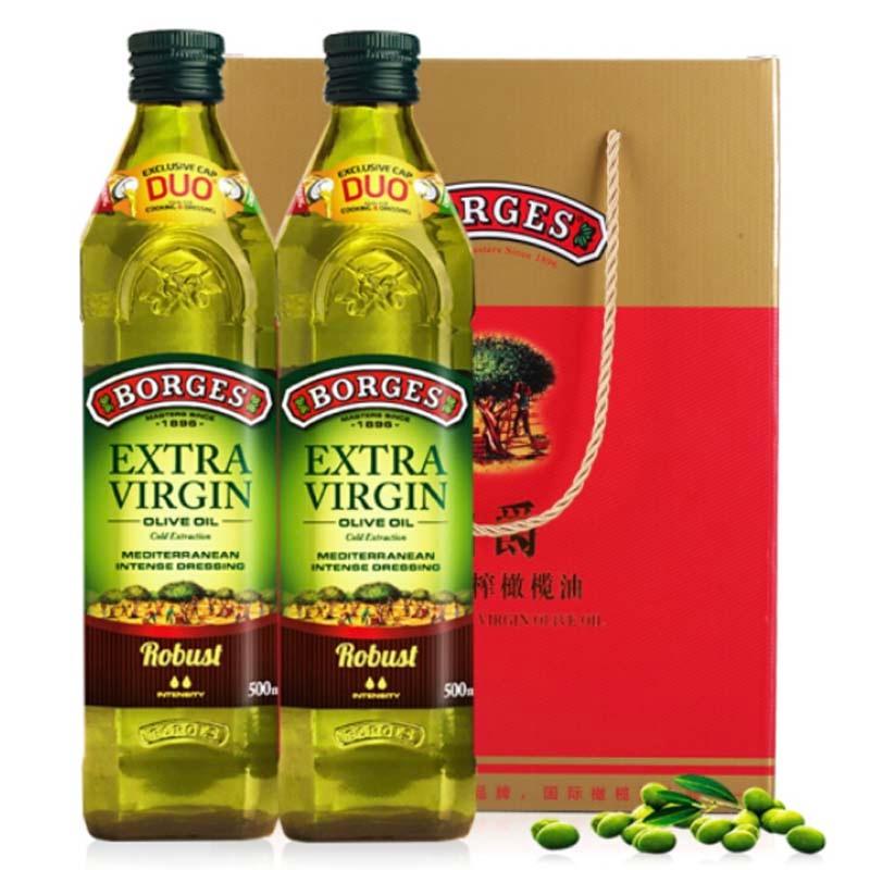 伯爵（BORGES）特級(jí)初榨橄欖油500ml*2瓶 西班牙原裝進(jìn)口食用油 公司團(tuán)購(gòu)禮盒