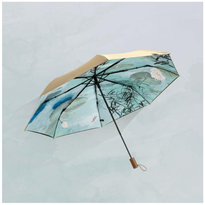 蕉下 太陽傘防紫外線雨傘雙層防曬傘折疊晴雨傘遮陽傘墨然系列49cm*8骨 覓妝