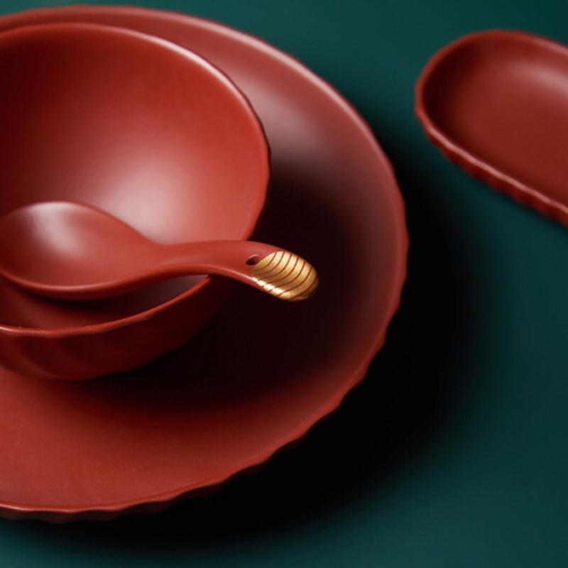 清樸堂文心高檔紫砂碗筷組合食器家用簡約2人吃飯中國風餐具 一人組