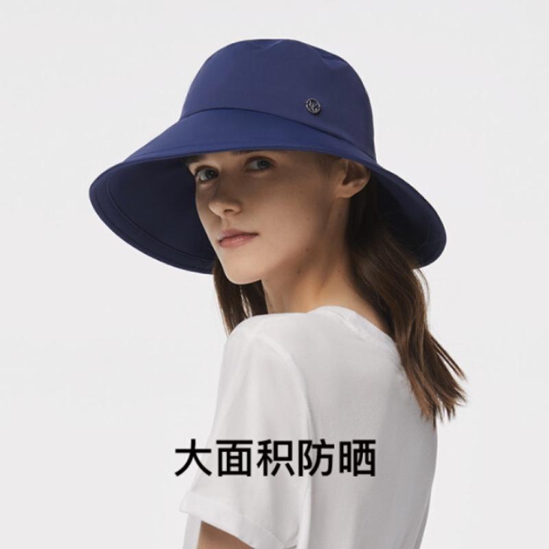 蕉下 遮陽帽女防紫外線防曬防護帽沙灘可折疊加寬帽檐遮陽帽 輕薄漁夫帽-霜草藍 均碼