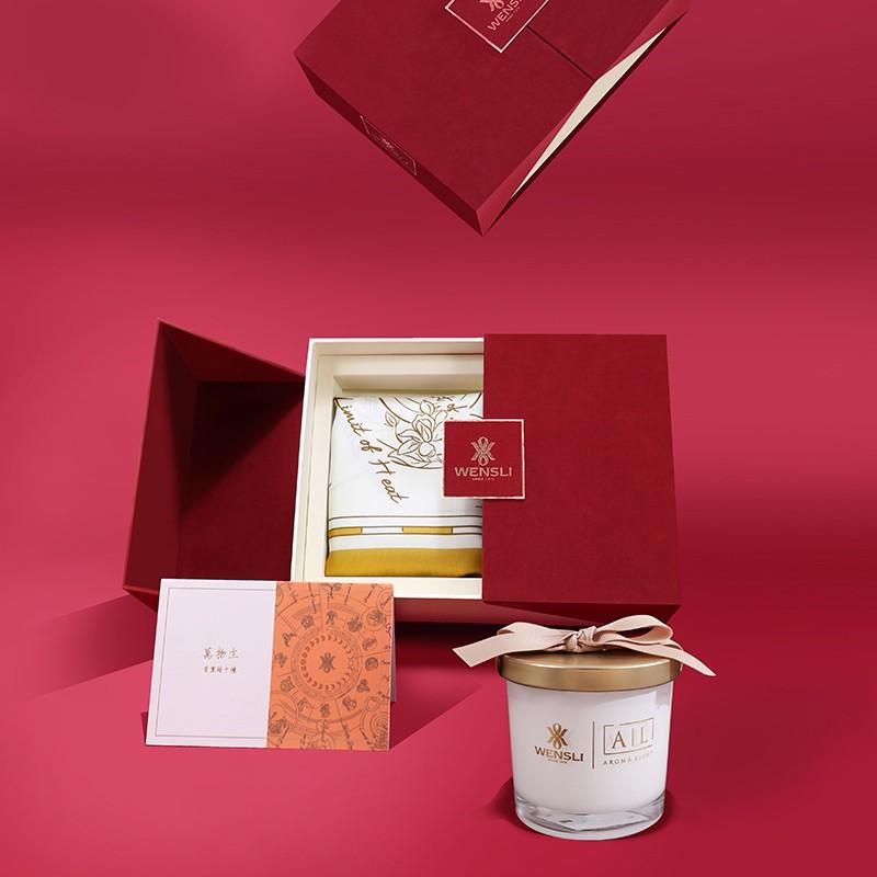 萬(wàn)事利雙色印花中方巾禮盒